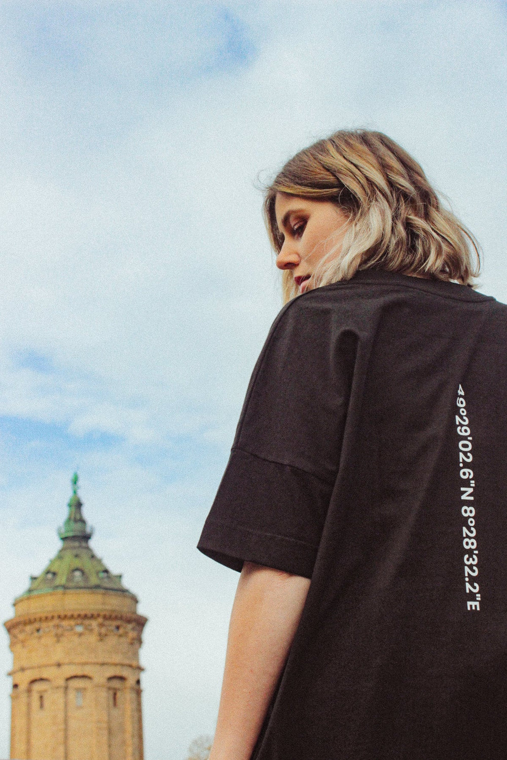 Mannheim Koordinaten Wasserturm Oversized Shirt